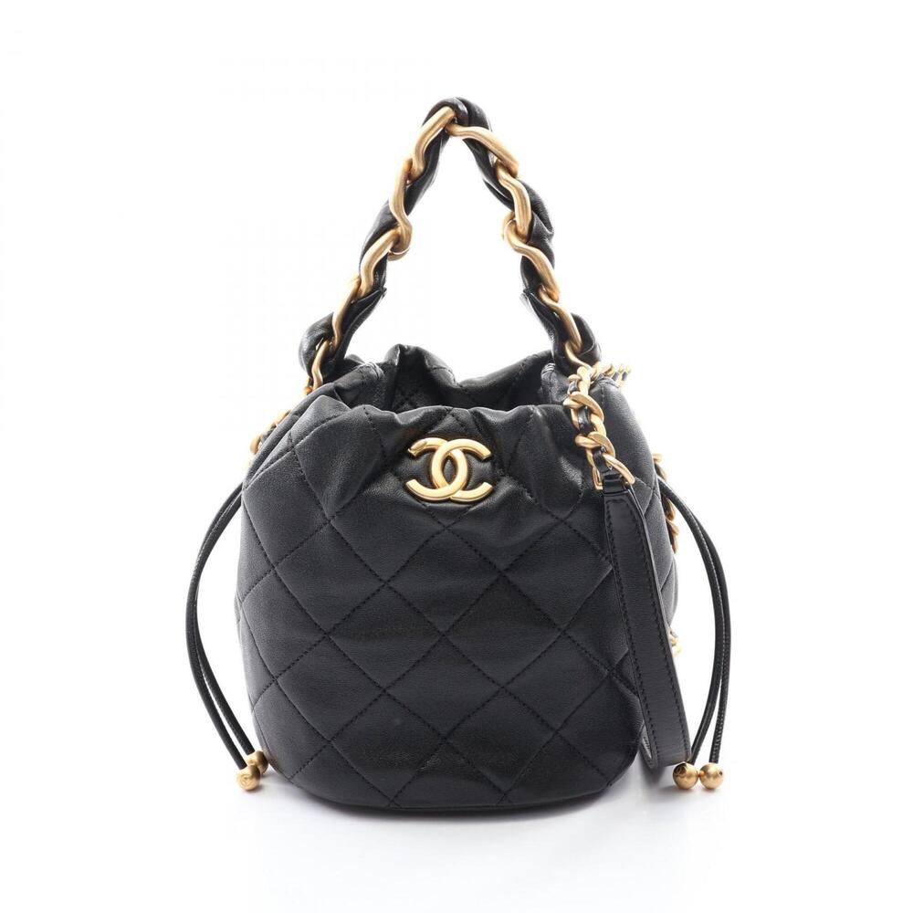 Chanel Matelassé 2-Way Shoulder Bag/Handbag, Leather, Women's, Black